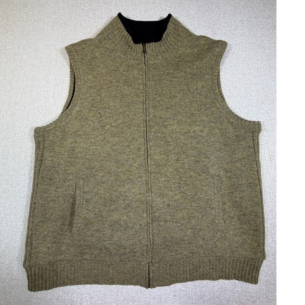 Pendleton Mens 2XL Tan Shetland Wool Vest Zip Front Sweater Western Classic